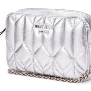 SOLD Jimmy Choo Mini Leather Silver DIONDRA Crossbody  Shoulder Camera Bag NWOT